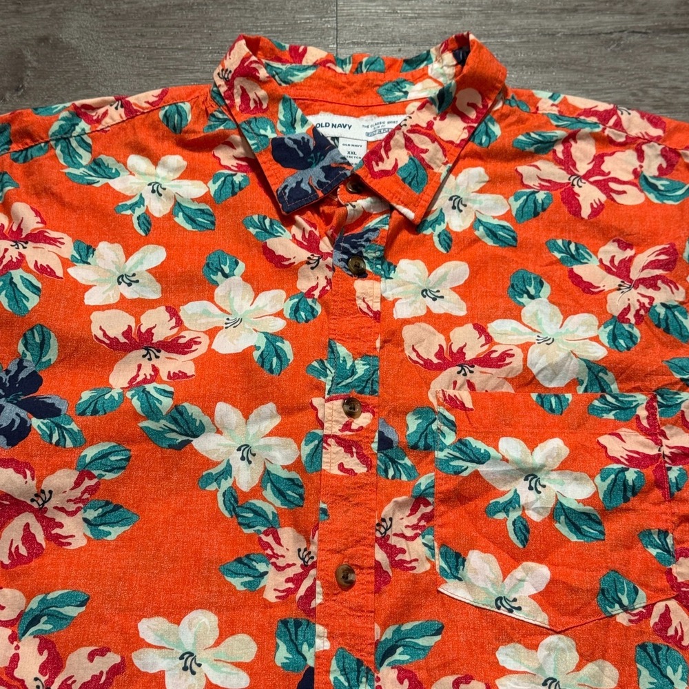 Old Navy Shirt Mens XXL Built In Flex Tropical Short Sleeve Stretch Costal Adult